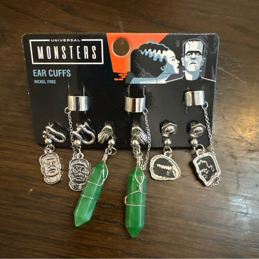 Universal Monsters Earring Set Ear Cuffs Nickel Free Accessories Horror NWT